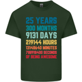 25th Birthday 25 Year Old Mens Cotton T-Shirt Tee Top Forest Green