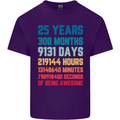 25th Birthday 25 Year Old Mens Cotton T-Shirt Tee Top Purple