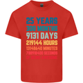 25th Birthday 25 Year Old Mens Cotton T-Shirt Tee Top Red