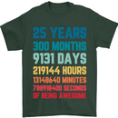 25th Birthday 25 Year Old Mens T-Shirt 100% Cotton Forest Green