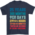 25th Birthday 25 Year Old Mens T-Shirt 100% Cotton Navy Blue