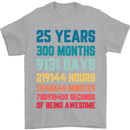 25th Birthday 25 Year Old Mens T-Shirt 100% Cotton Sports Grey
