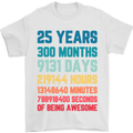 25th Birthday 25 Year Old Mens T-Shirt 100% Cotton White