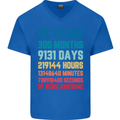 25th Birthday 25 Year Old Mens V-Neck Cotton T-Shirt Royal Blue