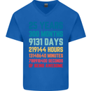25th Birthday 25 Year Old Mens V-Neck Cotton T-Shirt Royal Blue