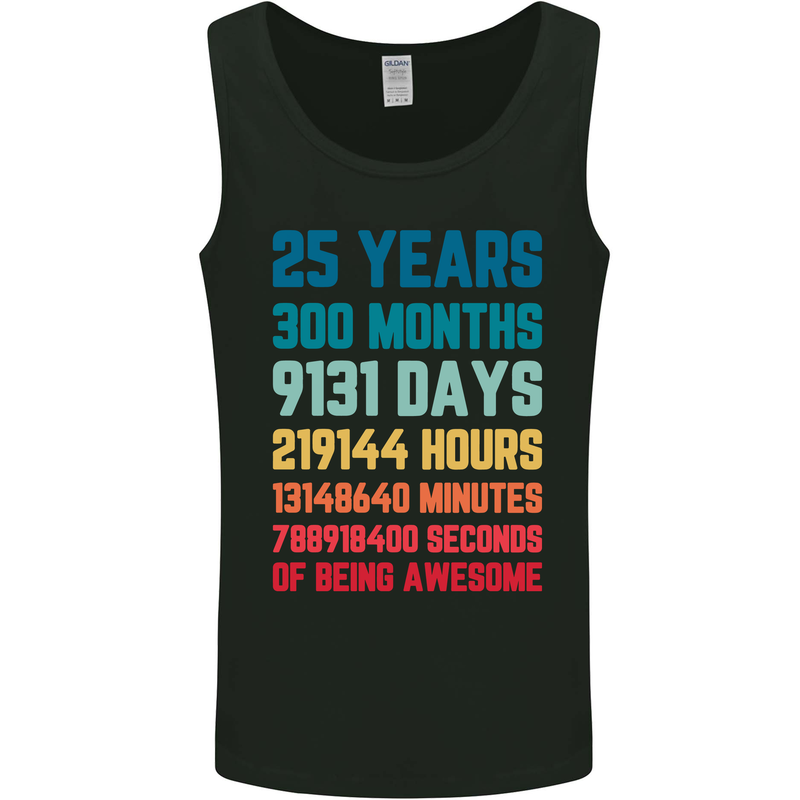 25th Birthday 25 Year Old Mens Vest Tank Top Black