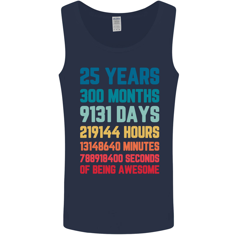 25th Birthday 25 Year Old Mens Vest Tank Top Navy Blue