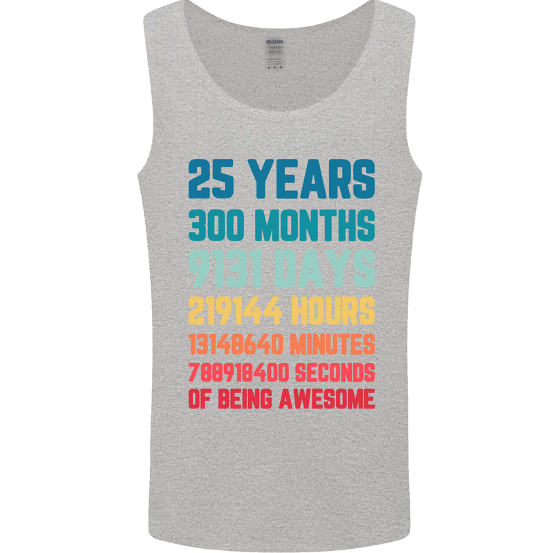 25th Birthday 25 Year Old Mens Vest Tank Top Sports Grey