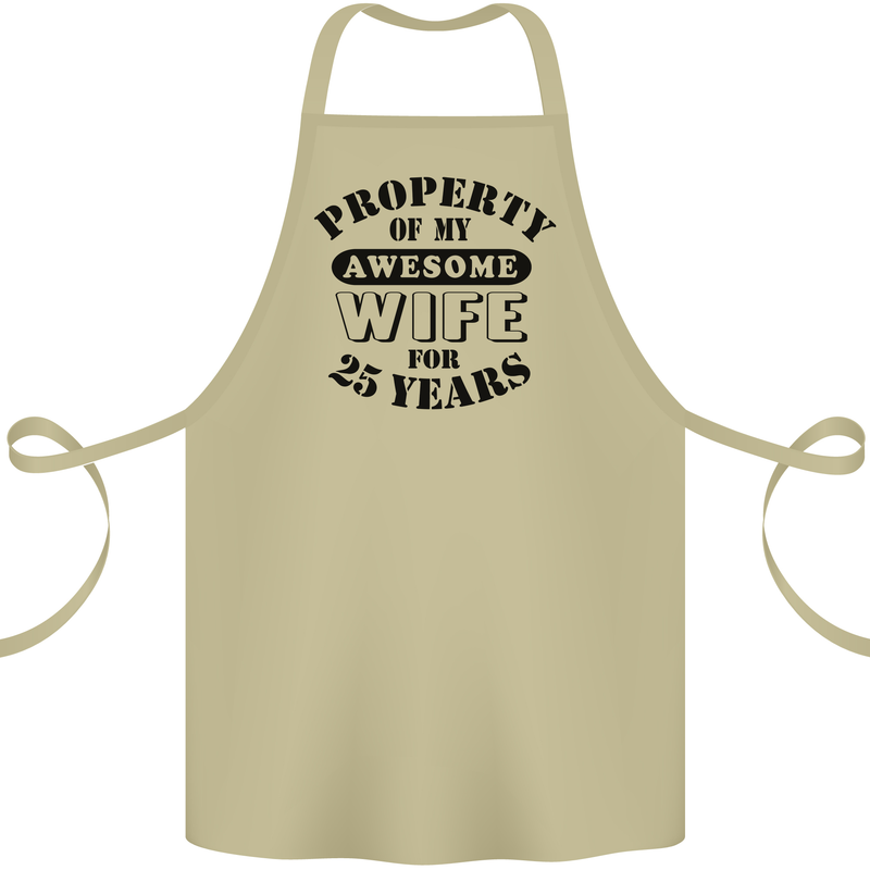 25th Wedding Anniversary 25 Year Funny Wife Cotton Apron 100% Organic Khaki
