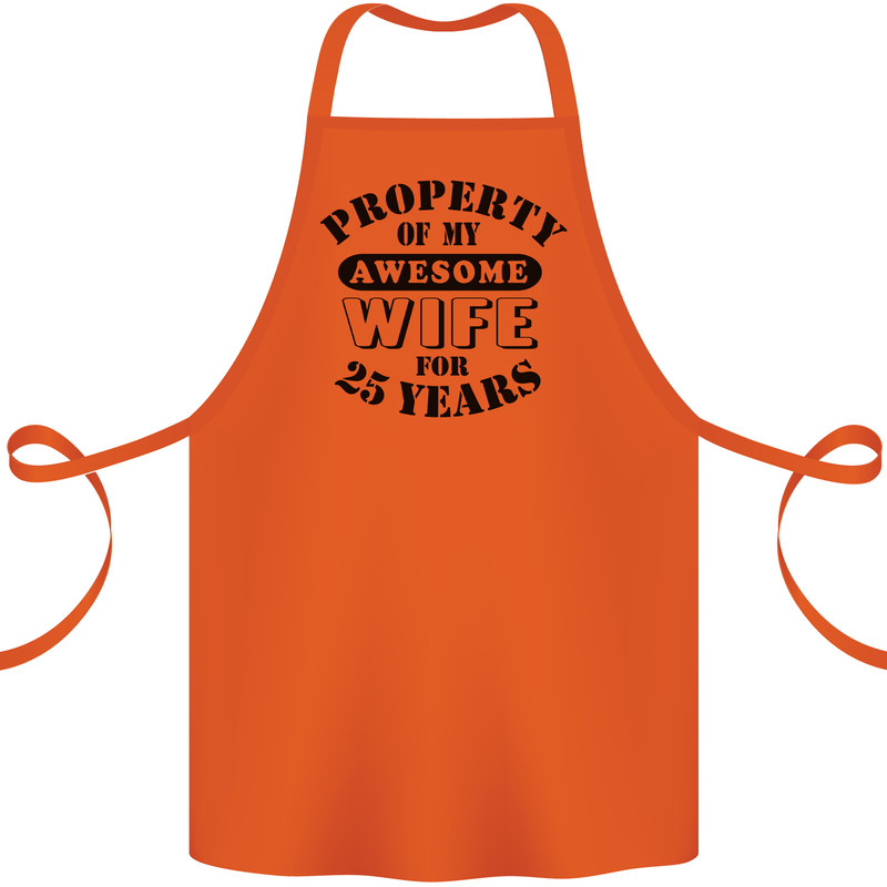 25th Wedding Anniversary 25 Year Funny Wife Cotton Apron 100% Organic Orange