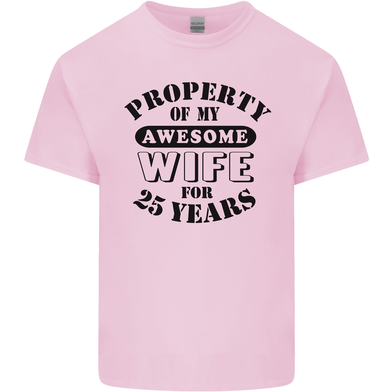 25th Wedding Anniversary 25 Year Funny Wife Mens Cotton T-Shirt Tee Top Light Pink