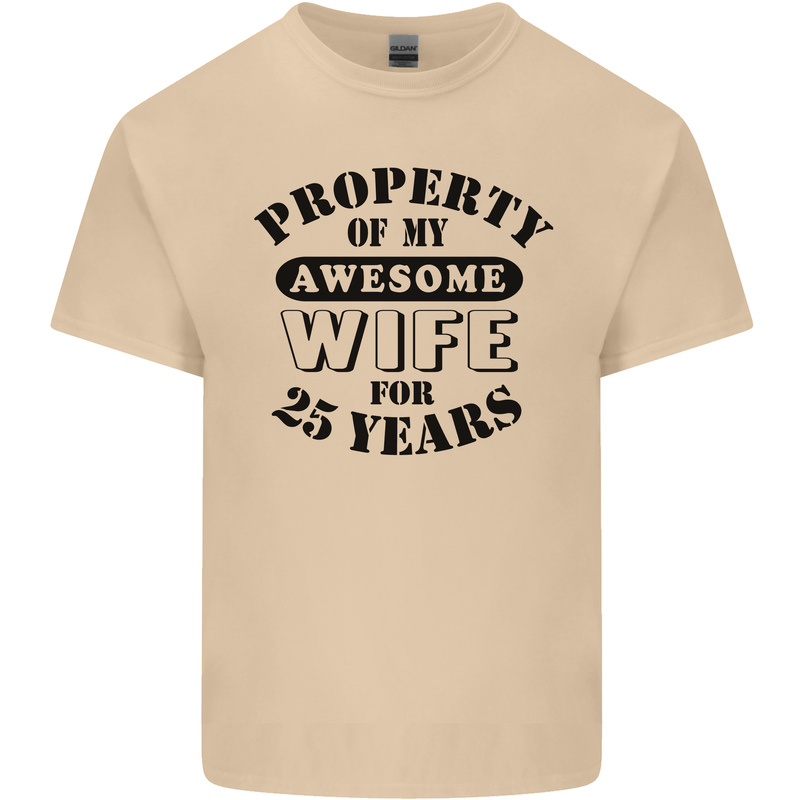 25th Wedding Anniversary 25 Year Funny Wife Mens Cotton T-Shirt Tee Top Sand