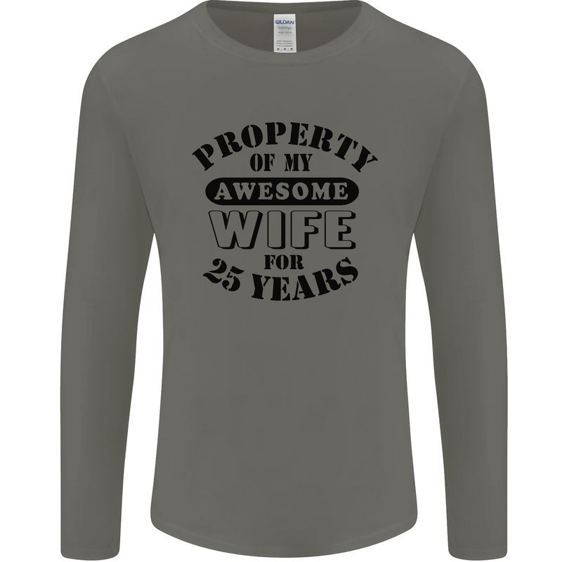 25th Wedding Anniversary 25 Year Funny Wife Mens Long Sleeve T-Shirt Charcoal