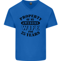 25th Wedding Anniversary 25 Year Funny Wife Mens V-Neck Cotton T-Shirt Royal Blue