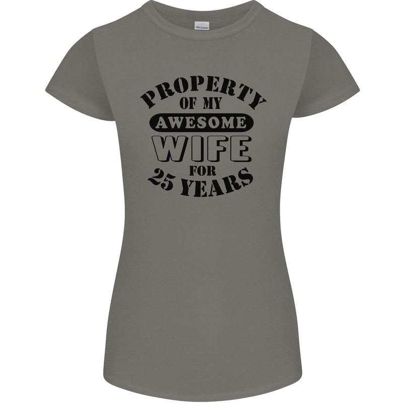 25th Wedding Anniversary 25 Year Funny Wife Womens Petite Cut T-Shirt Charcoal