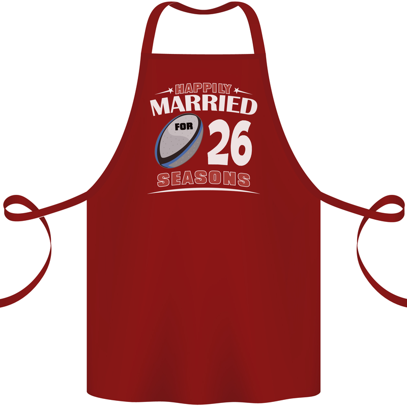 26 Year Wedding Anniversary 26th Rugby Cotton Apron 100% Organic Maroon