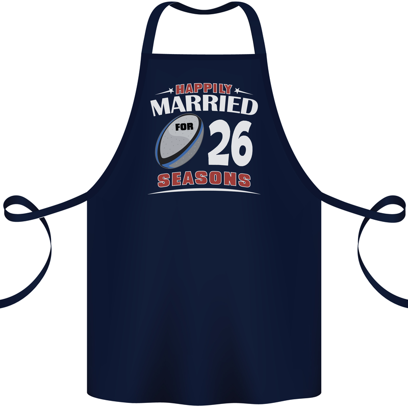 26 Year Wedding Anniversary 26th Rugby Cotton Apron 100% Organic Navy Blue