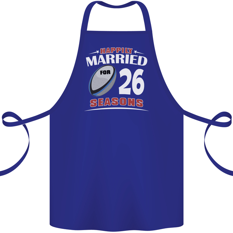26 Year Wedding Anniversary 26th Rugby Cotton Apron 100% Organic Royal Blue