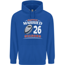 26 Year Wedding Anniversary 26th Rugby Mens 80% Cotton Hoodie Royal Blue