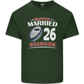 26 Year Wedding Anniversary 26th Rugby Mens Cotton T-Shirt Tee Top Forest Green