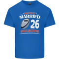 26 Year Wedding Anniversary 26th Rugby Mens Cotton T-Shirt Tee Top Royal Blue