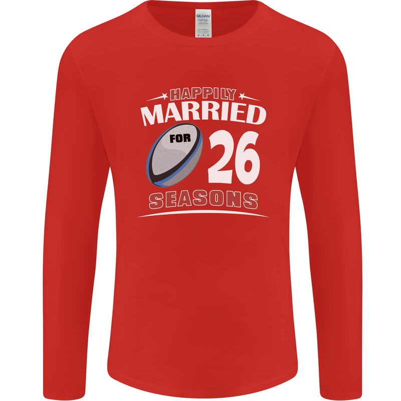 26 Year Wedding Anniversary 26th Rugby Mens Long Sleeve T-Shirt Red