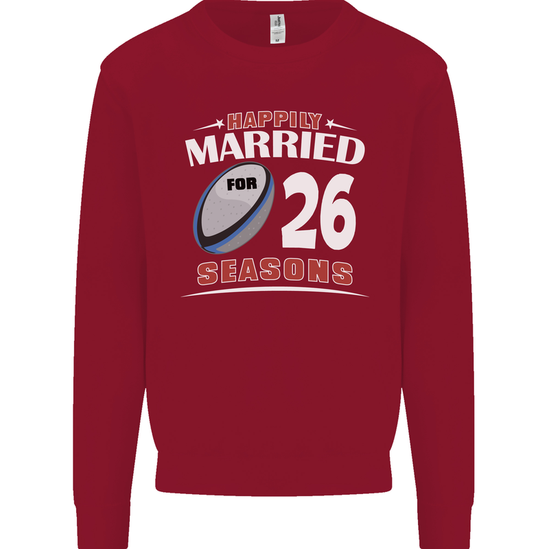 26 Year Wedding Anniversary 26th Rugby Mens Sweatshirt Jumper Red