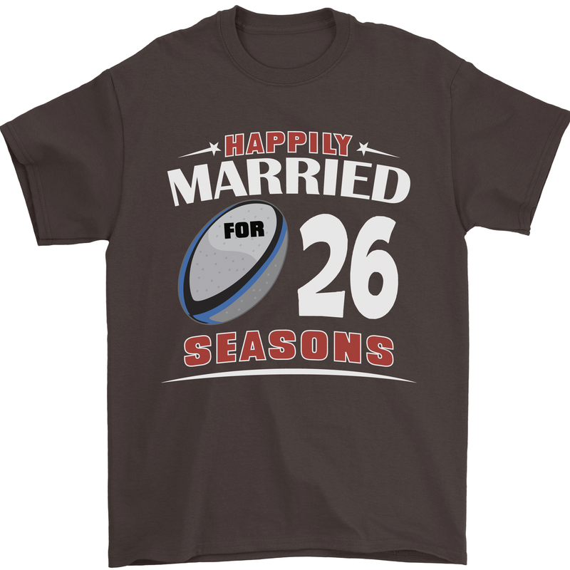 26 Year Wedding Anniversary 26th Rugby Mens T-Shirt 100% Cotton Dark Chocolate