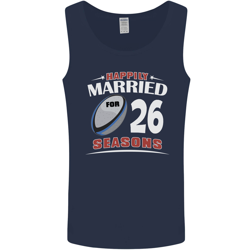 26 Year Wedding Anniversary 26th Rugby Mens Vest Tank Top Navy Blue