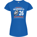 26 Year Wedding Anniversary 26th Rugby Womens Petite Cut T-Shirt Royal Blue