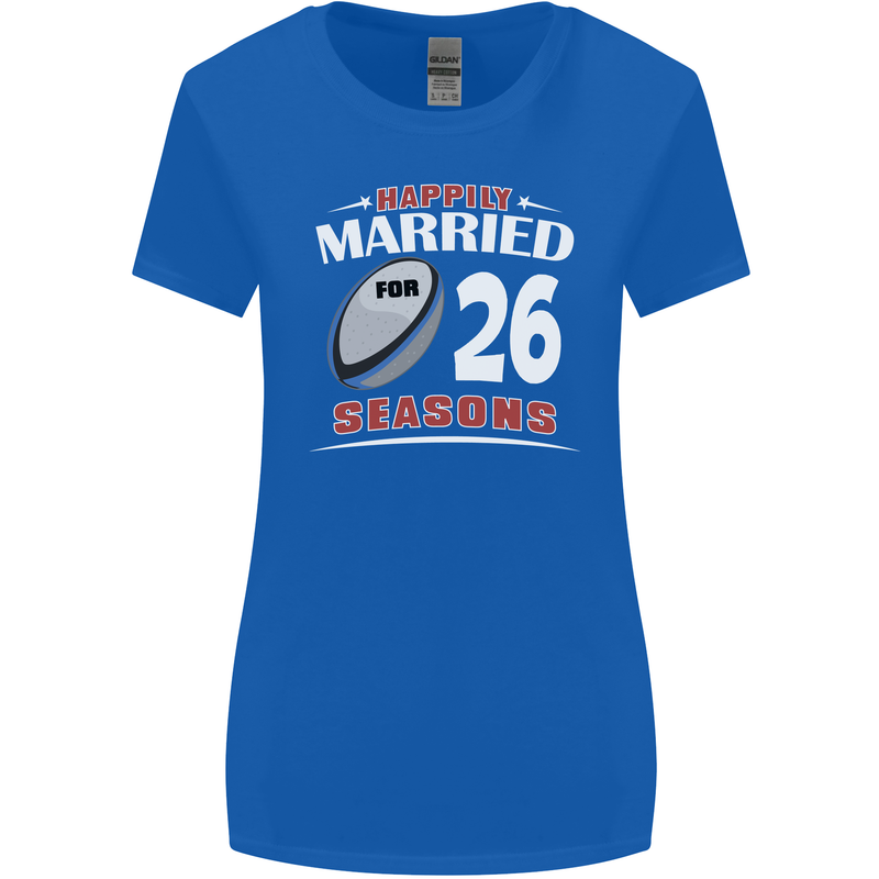 26 Year Wedding Anniversary 26th Rugby Womens Wider Cut T-Shirt Royal Blue