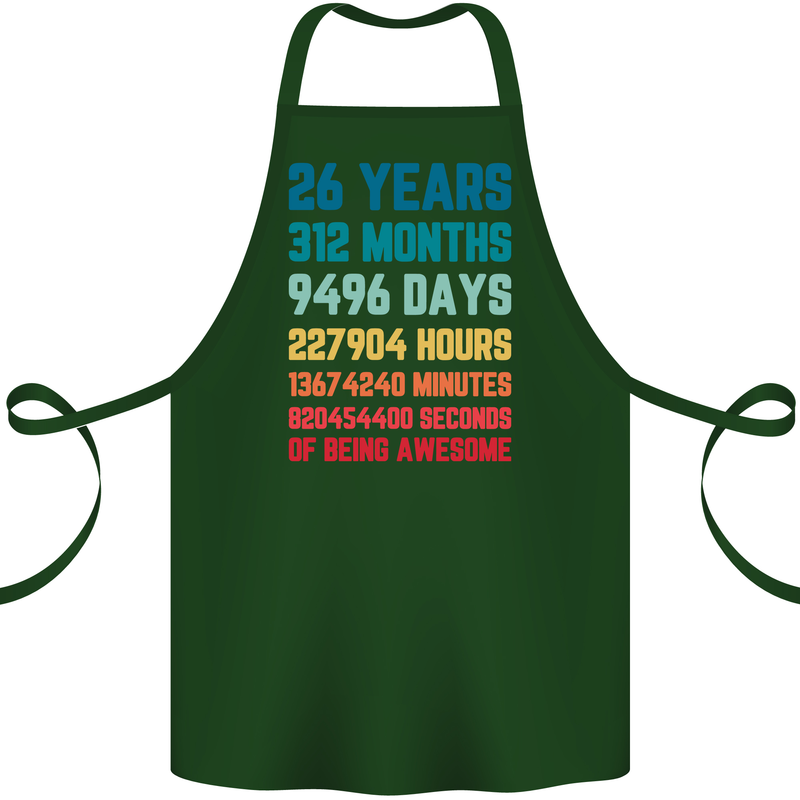 26th Birthday 26 Year Old Cotton Apron 100% Organic Forest Green