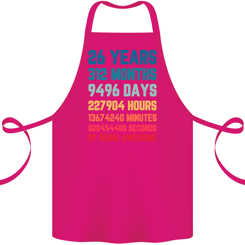 26th Birthday 26 Year Old Cotton Apron 100% Organic Pink