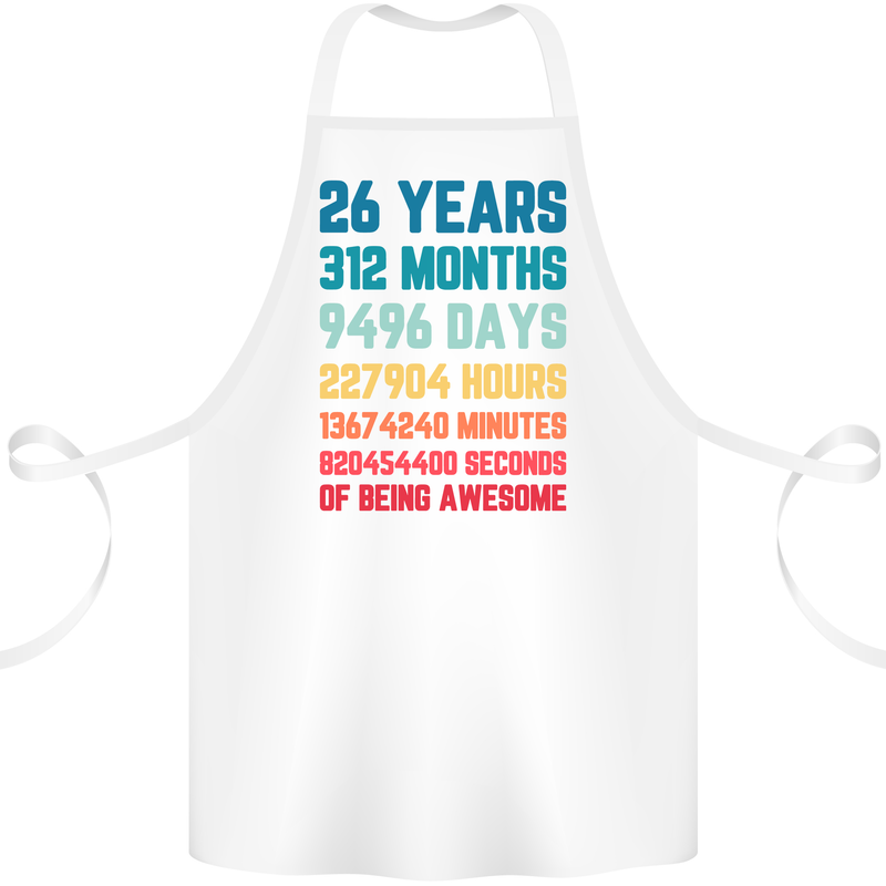 26th Birthday 26 Year Old Cotton Apron 100% Organic White