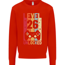 26th Birthday 26 Year Old Level Up Gamming Mens Sweatshirt Jumper Bright Red