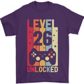 26th Birthday 26 Year Old Level Up Gamming Mens T-Shirt 100% Cotton Purple