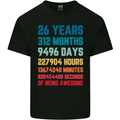 26th Birthday 26 Year Old Mens Cotton T-Shirt Tee Top Black