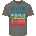 26th Birthday 26 Year Old Mens Cotton T-Shirt Tee Top Charcoal