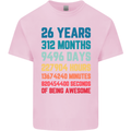 26th Birthday 26 Year Old Mens Cotton T-Shirt Tee Top Light Pink