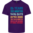 26th Birthday 26 Year Old Mens Cotton T-Shirt Tee Top Purple