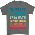 26th Birthday 26 Year Old Mens T-Shirt 100% Cotton Charcoal