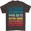 26th Birthday 26 Year Old Mens T-Shirt 100% Cotton Dark Chocolate