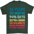 26th Birthday 26 Year Old Mens T-Shirt 100% Cotton Forest Green