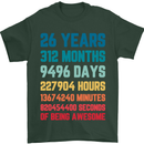 26th Birthday 26 Year Old Mens T-Shirt 100% Cotton Forest Green