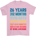 26th Birthday 26 Year Old Mens T-Shirt 100% Cotton Light Pink