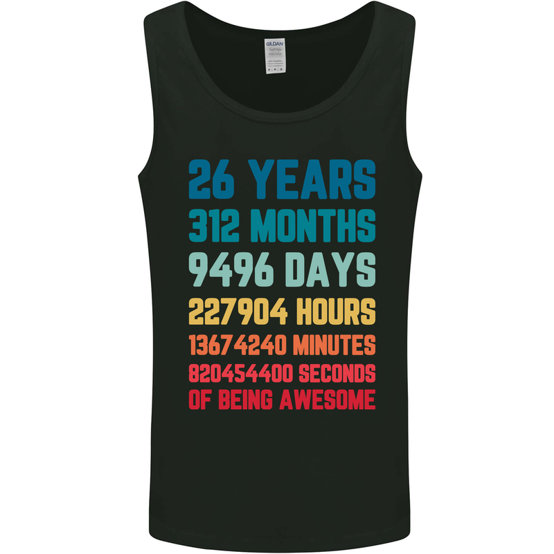 26th Birthday 26 Year Old Mens Vest Tank Top Black