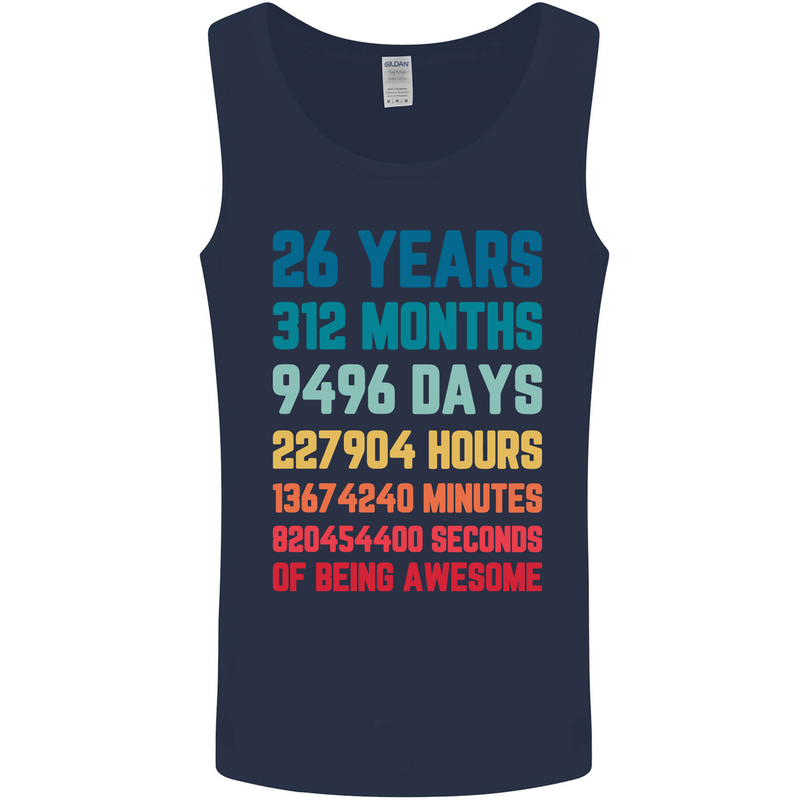 26th Birthday 26 Year Old Mens Vest Tank Top Navy Blue