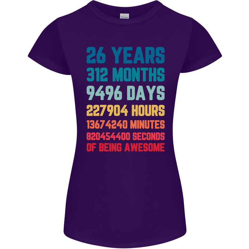 26th Birthday 26 Year Old Womens Petite Cut T-Shirt Purple