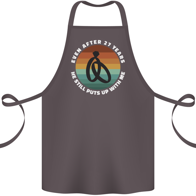 27 Year Wedding Anniversary 27th Marriage Cotton Apron 100% Organic Dark Grey