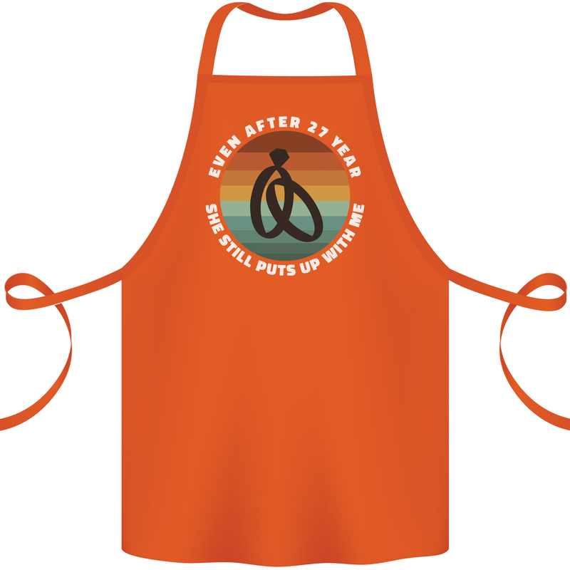 27 Year Wedding Anniversary 27th Marriage Cotton Apron 100% Organic Orange